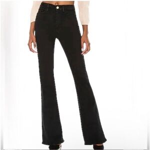 Frame Le One Flare Size 2 Denim Black High-Rise Flare Jeans